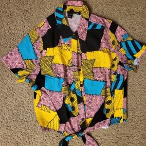 Disney Disneyland Nightmare Before Christmas Sally Button up Collared Top SIZE S